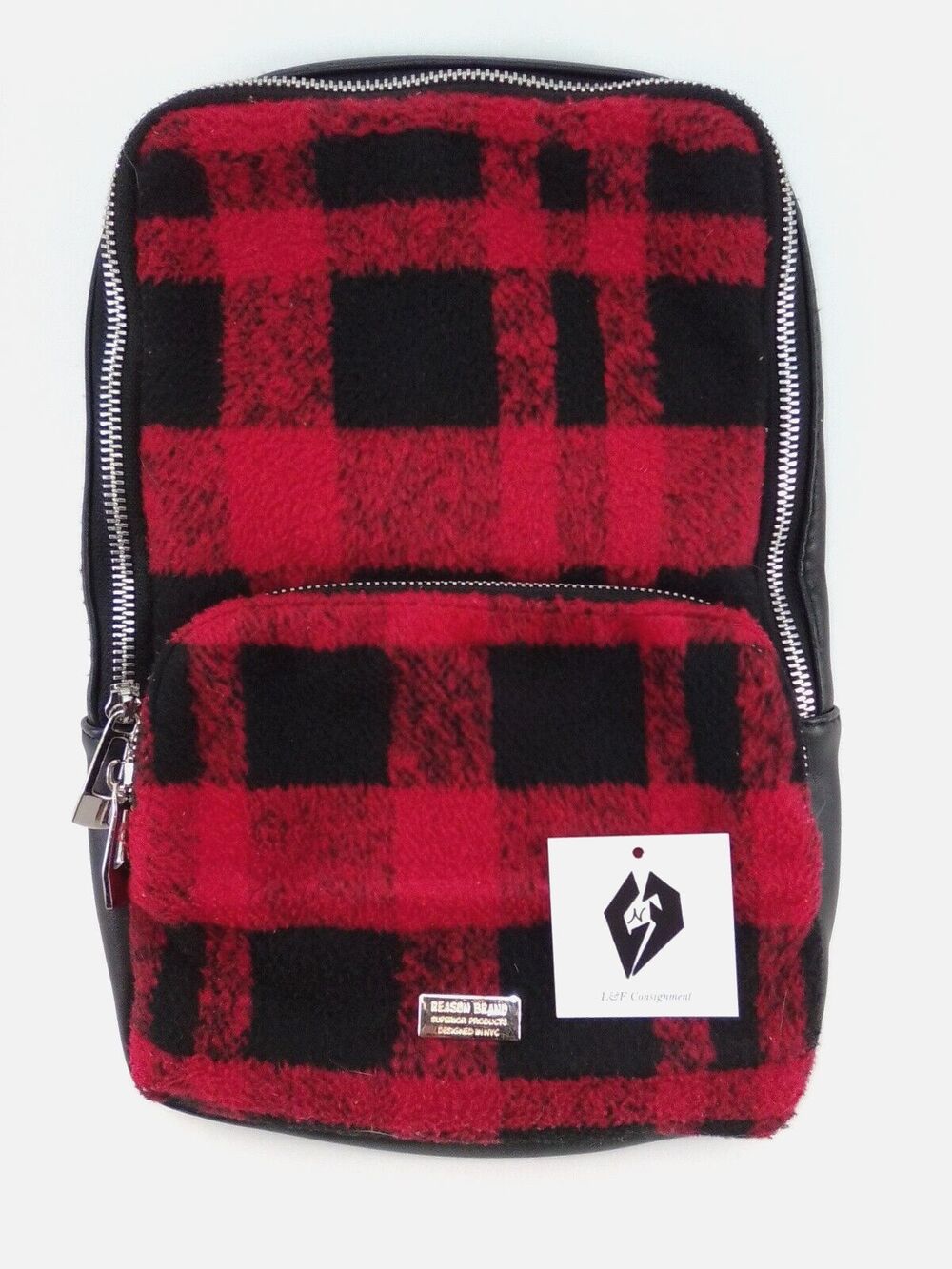 Reason Cross Body Back Pack Black/Red Plaid Unisex Bag